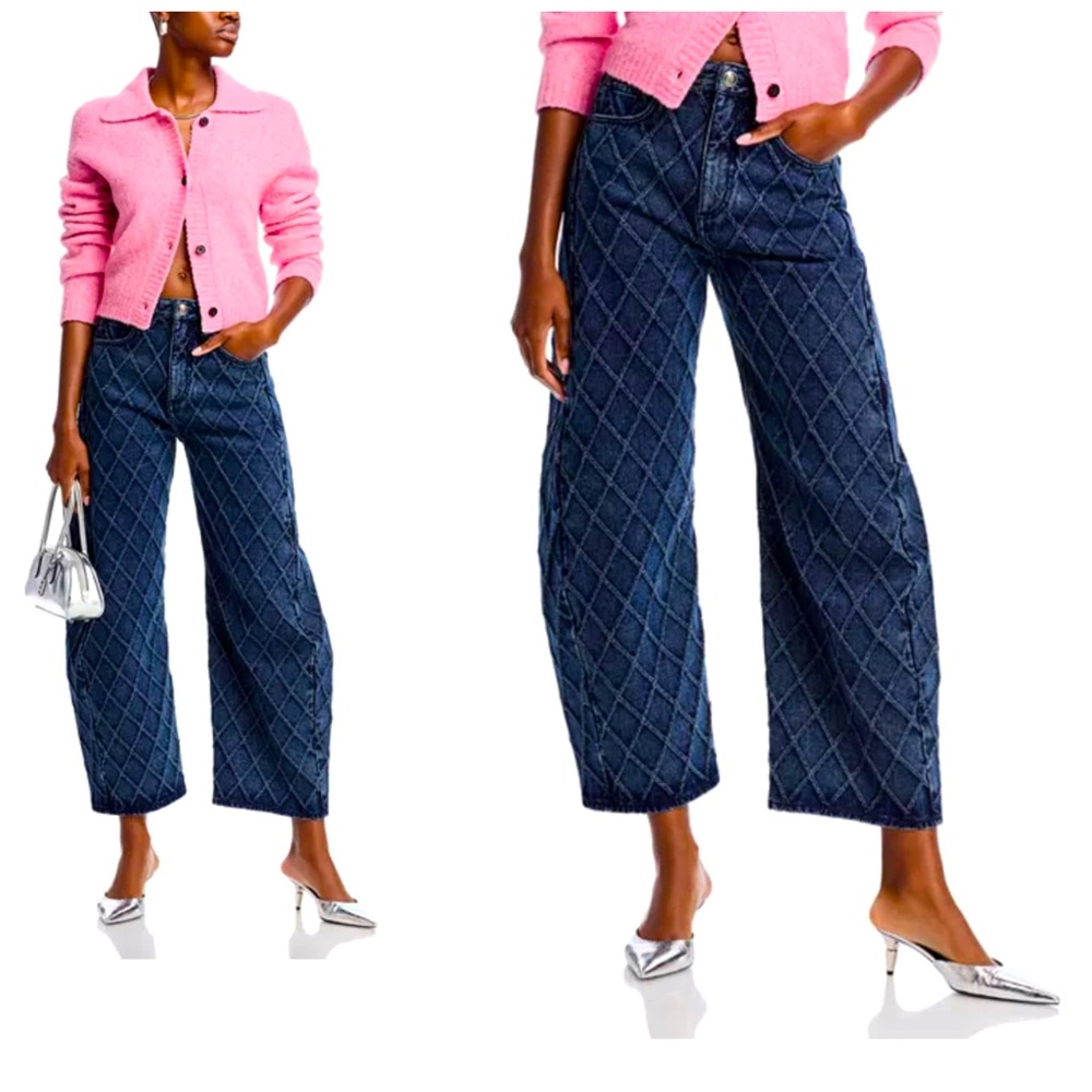 RAG&BONE Charlie Quilted Barrel High Rise Jeans - Picture 3 of 12